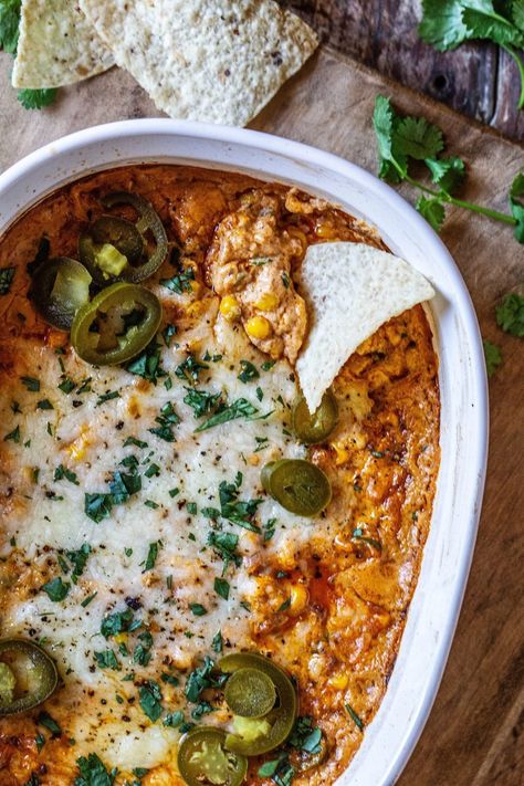 Hot Corn Dip with Chorizo - My Kitchen Little Dip With Chorizo, Chorizo Appetizer, Hot Corn Dip, Corn Dip Recipes, Homemade Appetizer, Easy Corn, Hot Corn, Chorizo Recipes, Party Dip