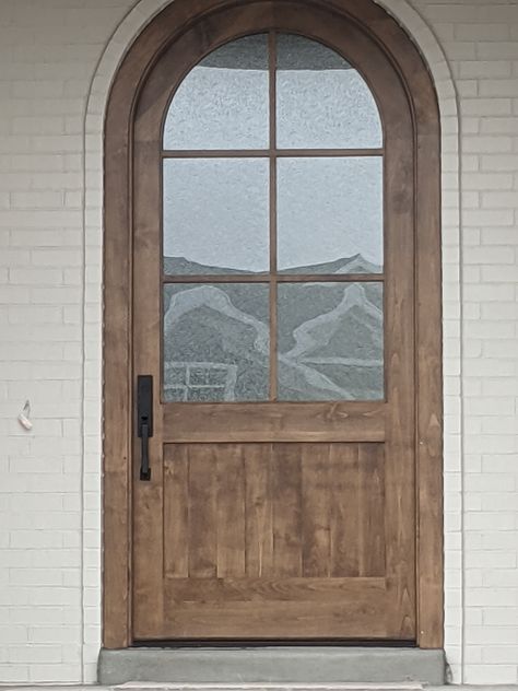 Wood Arch Front Door, Arched Wood Front Door, Single Door Arch Design, Curved Front Door, Wood Arch Door, Arched Wooden Front Door, Arched Wood And Glass Front Door, Wooden Arch Interior Door, Woody House