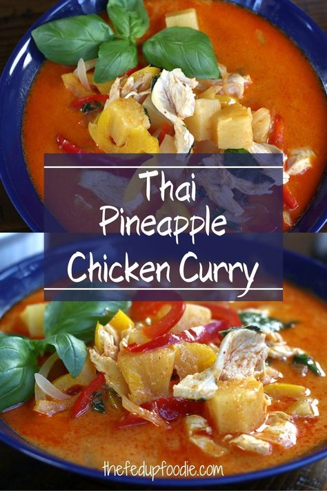 This authentic tasting Thai Pineapple Chicken Curry recipe is exquisite and ready in under 30 minutes! #PineappleChickenCurry #ChickenCurryRecipe #PineappleCoconutChickenCurry #PineappleCoconutCurry #ThaiChickenCurry #BestChickenCurryRecipe #ThaiChickenCurrywithCoconutMilk Pineapple Red Curry, Thai Pineapple Chicken, Thai Pineapple Curry, Pineapple Curry Chicken, Pineapple Curry Recipe, Best Chicken Curry Recipe, Soup Sunday, Thai Chicken Recipes, Easy Thai Recipes