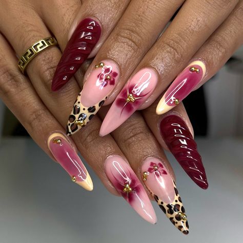 autumn burgundy nails 💋🐆⭐️ #nails #nailinspo #nailart #gel #gelnaildesign #gelpolish #gelinspo #nailsnailsnails #gelx #gelextensions #gelxinspo #leopardnails #autumnnails #burgundynails #bloominggelnailart #nailporn #thenailconnection Biab Nails, Boho Nails, Instagram Autumn, Girly Acrylic Nails, Leopard Nails, Gel Extensions, Classy Acrylic Nails, Crazy Nails, Burgundy Nails