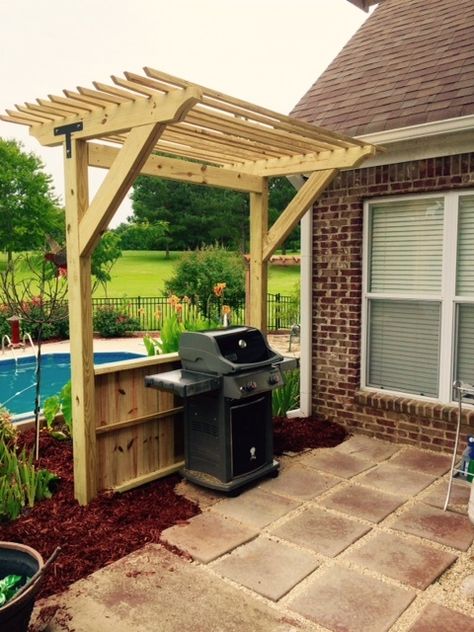 Diy Outdoor Space, Outdoor Grill Area, Pergola Diy, Grill Gazebo, Backyard Shade, Patio Pergola, Grill Area, Outdoor Barbecue, Pergola Design