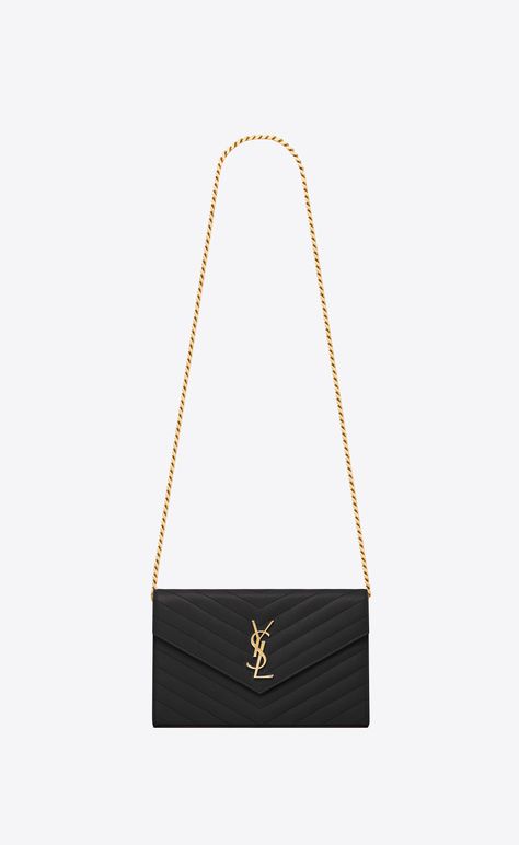 Saint Laurent Store, Ysl Clutch, Chain Wallet, Ig Post, Wallet Chain, Cute Bags, Front View, Hermes Bag, Mini Bags