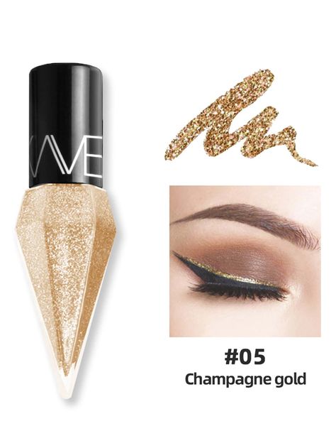 Shadow Y2k, Y2k Makeup, Long Lasting Eyeliner, Glitter Eye, Glitter Eyeliner, Diamond Glitter, Glitter Eyes, Liquid Eyeliner, Champagne Gold