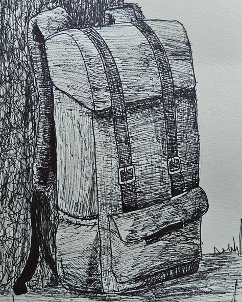 Inktober Day 1: Backpack #inktober #inktoberbackpack #inktober2024backpack Backpack Inktober, Drawing Backpack, Backpacks, Quick Saves