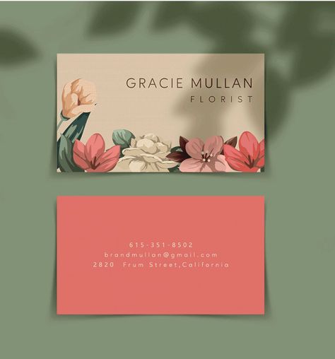 Flower Shop Business Card, Flower Shop Business, Branding Business Card, Florist Business Card, Shop Business Card, Simple Branding, Free Business Card Design, Cabinet Medical, Packaging Ideas Business