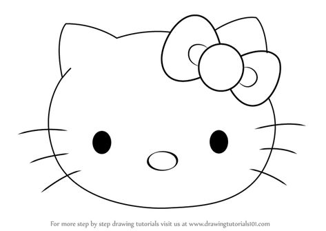 Learn How to draw Hello Kitty face (Hello Kitty) Step by Step : Drawing Tutorials Hello Kitty Step By Step, Cartoon Characters Drawing, Draw Hello Kitty, Super Easy Drawings, Cat Face Drawing, Colored Characters, Hello Kitty Face, Characters Drawing, Kitty Cartoon