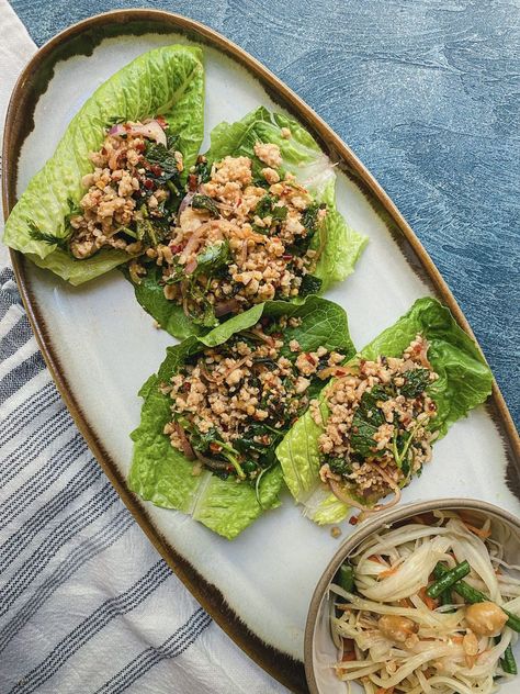 Larb Gai | Thai Minced Chicken Laap Salad Recipe on Food52, a recipe on Food52 Laap Recipe, Laab Recipe, Larb Salad, Larb Gai, Chicken Larb, Larb Recipe, Minced Chicken Recipes, Minced Chicken, Thai Chicken Salad