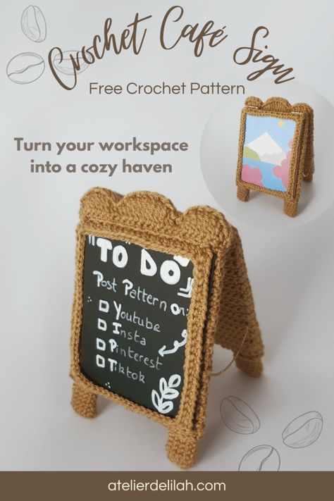 Crochet Cozies, Coffee Shop Signs, Sewing Crochet, Cafe Sign, Crochet Idea, Crochet Cozy, Picture Stand, Crochet Things, Crochet Inspo