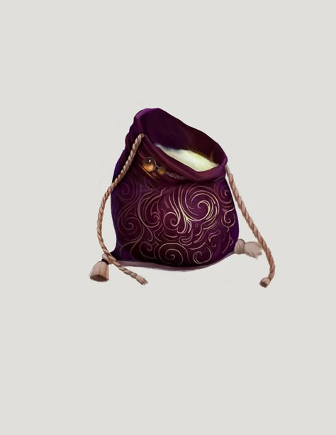 Fantasy Items Art, Item Rpg, Magical Pouch, Dnd Bag, Diana Martinez, Fantasy Objects, Magical Item, Magical Objects, Rpg Items