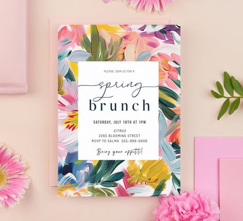 Spring brunch editable invitation Brunch Invitations Template, Brunch Event, Spring Brunch, Brunch Invitations, Brunch Party, Event Poster, Green Gables, Digital Invitation, Editable Invitations