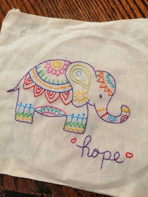 Embroidery Elephant, Diy Embroidery Shirt, Embroidered Elephant, Clothes Embroidery Diy, Simple Hand Embroidery Patterns, Embroidery Lessons, Textile Art Embroidery, Diy Embroidery Designs, Diy Embroidery Patterns