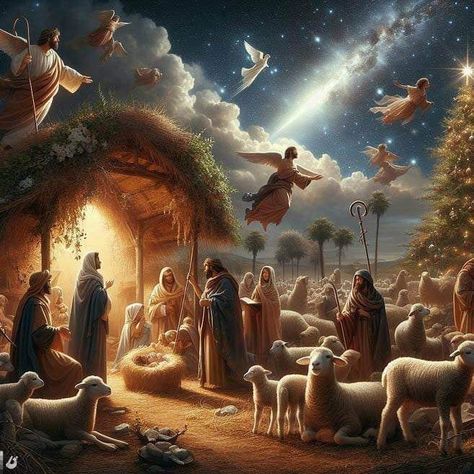 Christmas Jesus Pictures, Merry Christmas Jesus Christ, Jesus Christ Christmas, Nativity Scene Pictures, Christmas Bible Verses, Jesus Christ Artwork, Heaven Art, Bible Images, Bible Illustrations