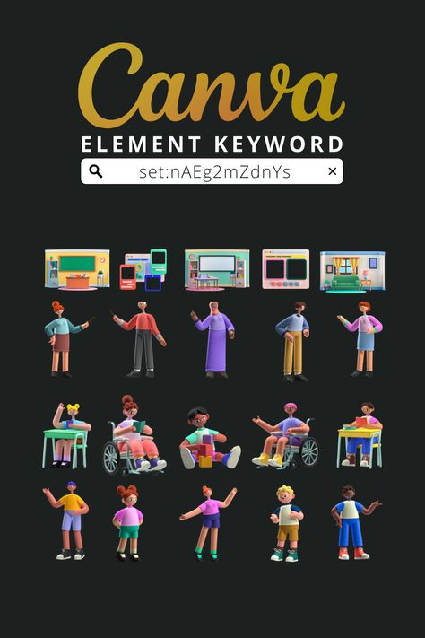 Canva Students Element, Canva Educational Elements, 3d Elements Canva, Canva 3d Elements, Canva Education, Student Presentation, Abc Font, Canva Hacks, Education Poster Design