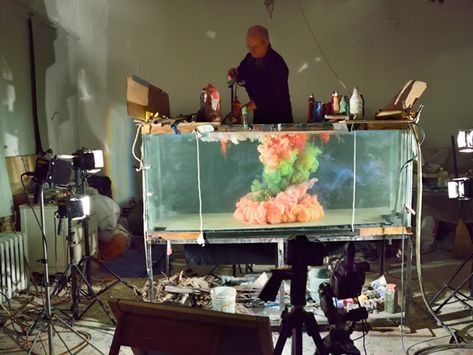 A NASA Engineer Turned Artist Whose Canvas Is a Huge Fish Tank | WIRED Fish Tank Art, Paint In Water, Abstract Underwater, Pet Shark, Nasa Engineer, Tank Art, Underwater Art, Water Tanks, Abstract Paint