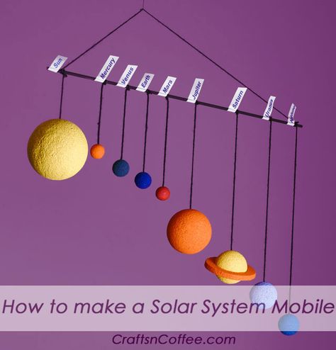 Tutorials for making a Solar System model are always popular on Crafts ‘n Coffee. I think it’s a universal school project, and at some point, almost everyone makes a model of the Solar System. I al… Real Solar System, Solar System Project Ideas, Solar System Ideas, Make A Solar System, Solaire Diy, Solar System Mobile, Solar System Project, Solar System Projects For Kids, Solar System Activities