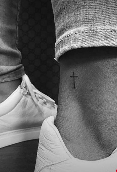 Cross Rib Tattoos, Ankle Tattoo Cross, Cross On Wrist, Cross Tattoo On Hand, Tiny Cross Tattoo, Wrist Tattoos Words, Cross Tattoo On Wrist, Small Cross Tattoos, Simple Cross Tattoo