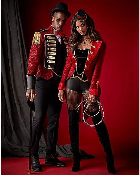 Creepy Ringmaster Costume, Circus Couples Costume, Ringmaster Halloween Costume, Circus Ringmaster Costume Women, The Greatest Showman Outfits, Circus Conductor, Ring Master Costume Womens, The Greatest Showman Costumes, Ringleader Outfit