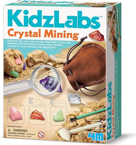 Amazon.com: 4M Kidzlabs Crystal Mining Kit, DIY Science Kit - Dig for gem Stones, For Boys & Girls Ages 5+ : Toys & Games Storing Crystals, Crystal Mining, Gem Hunt, Digging Tools, Diy Science, Science Toys, Minecraft Party, The Kit, Science Kits