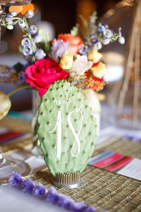 Cactus Table Numbers, Mexican Table Numbers, Mexican Wedding Centerpieces, Succulent Wedding Table, Charro Wedding, Charro Theme, Mexican Inspired Wedding, Colorful Desert, Mexican Themed Weddings