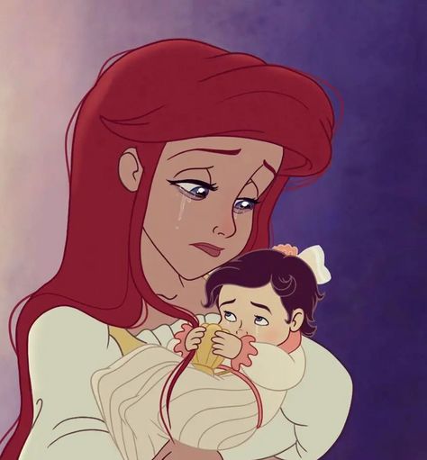 An Artist Shares Her Pregnancy and Motherhood Through the Illustrations of Disney Princess Fan Art Disney, Melody Little Mermaid, Kou Diabolik Lovers, Disney Art Style, Ariel Disney, Disney Princess Fan Art, Disney Memories, Disney Mom, Disney Princess Ariel