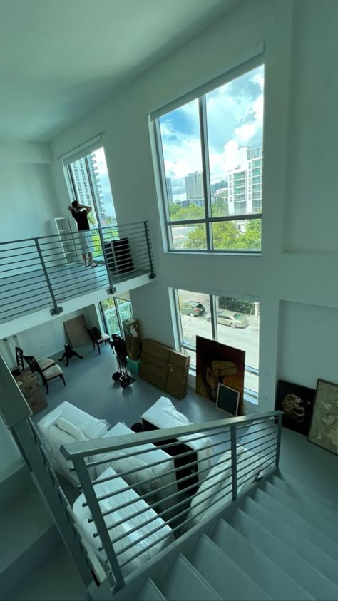 New Loft Apartment, Loft Apartment High Ceilings, Atlanta Lofts Apartments, High Rise Loft Apartment, Big Loft Apartments, Loft Apartments New York, High Ceiling Loft Apartment, City Loft Apartment Interior Design, Big Apartment Aesthetic