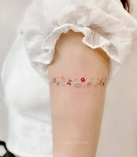 Minimalist Colored Tattoo, Colorful Minimalist Tattoo, Ankle Tattoo Ideas, Stunning Tattoos, Small Girly Tattoos, Handpoke Tattoo, Ankle Tattoos, Tattoo Parlor, Small Pretty Tattoos