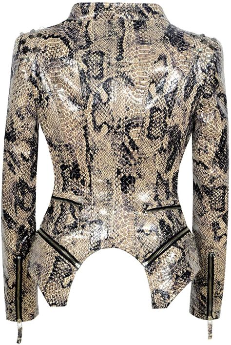 chouyatou Women's Fashion Snake Pattern Print Studded Moto Pu Leather Biker Jacket (X-Small, Black) at Amazon Women's Coats Shop Vintage Street Fashion, Classic Leather Jacket, Studded Leather Jacket, Studded Jacket, Faux Leather Biker Jacket, Pu Leather Jacket, Snake Pattern, Snake Patterns, Motorcycle Leather