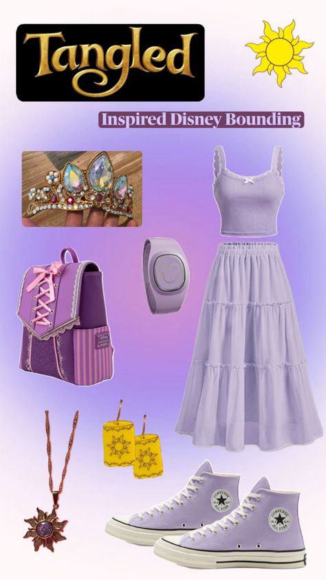 Disneys Tangled Inspired Disney Bounding Rapunzel Inspired Outfits, Disney Character Outfits, Modern Disney Characters, Strawberry Shortcake Characters, Disney Themed Outfits, Cute Disney Outfits, Disney Princess Modern, Disney Bounding, Disney Bound Outfits