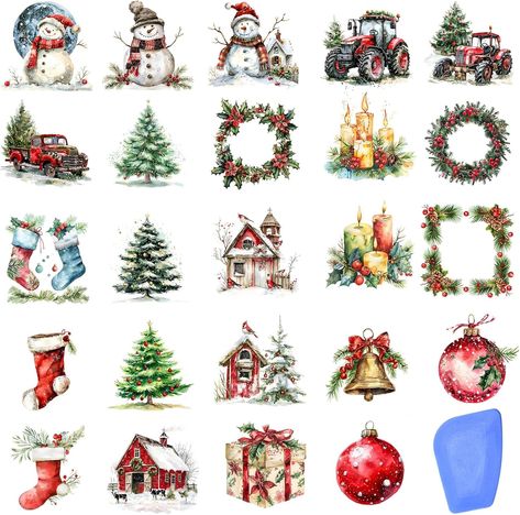 Amazon.com: ZMRU 24 Sheets Vintage Christmas Rub On Transfers for Crafts, Rub On Transfers Christmas for Wood，Furniture Decals, Glass, Porcelain, Leather, Canvas, Fabric Projects,3 * 3inch(Gnome Reindeer) Canvas Fabric Projects, Christmas Transfers, Iod Transfers, Furniture Decals, Rub On Transfers, Christmas Atmosphere, Etsy Christmas, Needle Point, Christmas Window