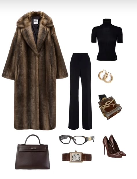 espresso, espresso girl, outfit aesthetic, brown aesthetic, chic outfit aesthetic, shuffles, outfit, outfit inspo, ootd Mob Girl Aesthetic, Espresso Aesthetic Outfit, Espresso Brown Outfit, Brown Elegant Outfit, Espresso Martini Outfit, Rich Girl Winter Outfits, Fur Coat Outfit Aesthetic, Furcoats Outfits, Espresso Outfit