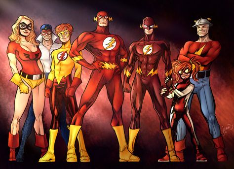 The Flash Family by Sorathepanda on DeviantArt Dc Speedsters, Jesse Quick, Flash Characters, Jay Garrick, Dc Flash, Flash Family, Flash Dc Comics, Flash Comics, Superhero Family