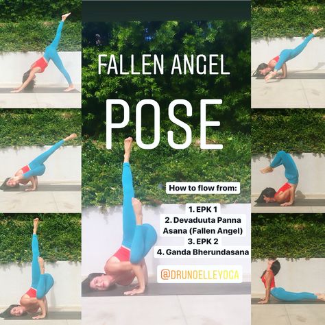 Fallen Angel Pose, Angel Pose, Pose Tutorial, Fall Yoga, Yoga Poses Advanced, Arm Balances, Advanced Yoga, Tree Pose, Pose Yoga