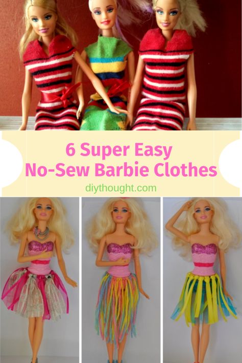 6 super easy no-sew Barbie clothes. No Sew Barbie Clothes, Sewing Barbie Clothes Easy, Barbie Outfits For Women, Hey Barbie, Barbie Pants, Sewing Barbie Clothes, Barbie Sewing Patterns, Diy Barbie Clothes, Barbie Dolls Diy