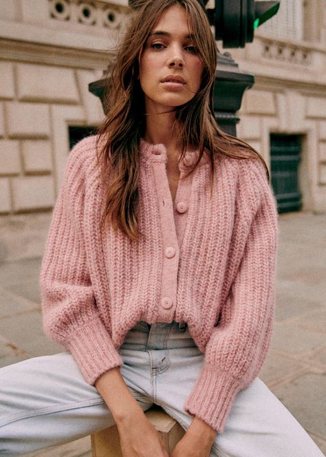 Emile Cardigan - Mottled Pink - Alpaca - Sézane