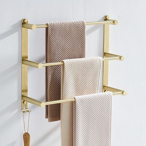 Toallero Ideas, Layer Shelf, Shelf For Bathroom, Towel Bar Bathroom, Wall Mounted Towel Rack, Contemporary Hotel, Bar Storage, Bathroom Towel Bar, Towel Rack Bathroom