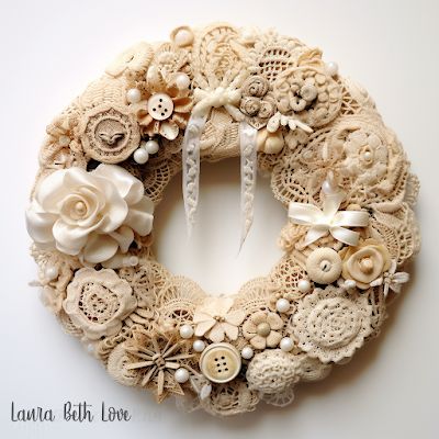 Doily Wreath Diy, Button Wreaths, Doily Wreath, Lace Wreath, Button Wreath, Jewelry Making Books, Make A Wreath, Straw Wreath, Diy Pinecone