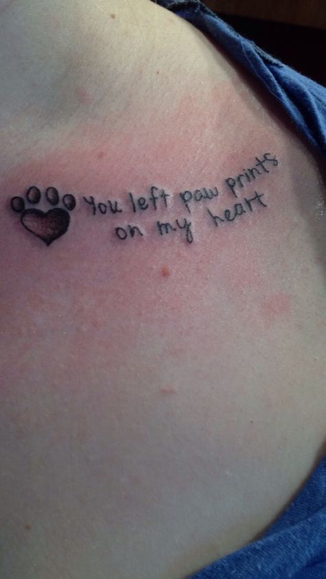 Tattoo no. 3! My pet memorial tattoo. Lost Pet Tattoo, Pet Tattoo Ideas, Tattoo Pet, Pet Memorial Tattoo, Paw Prints On My Heart, Dog Memorial Tattoos, Pawprint Tattoo, Petit Tattoo, Shape Tattoo