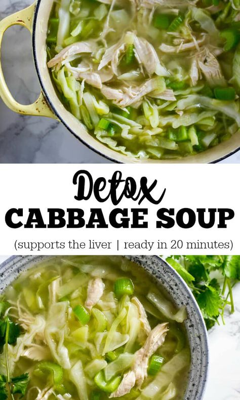 Detox cabbage soup is an easy way to give your liver a little love. Just a few simple ingredients. Ready in 20 minutes. Makes 2-3 servings. LOADED with all the liver healing foods. #detox #souprecipes #paleospup #liversupport #cabbage #cabbagesoup #glutenfreesoup #paleorecipes #bonebroth #ketosoup Detox Cabbage Soup, Liver Healing, Paleo Food, Detox Soup, Soup Diet, Healthy Liver, Liver Detox, Cabbage Soup, The Liver