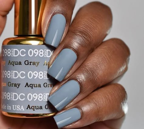 DND Gel Jamaica on Instagram: "DND DC 098 Aqua Gray" Grey Dnd Gel Polish, Dnd Gel Polish Colors Grey, Dnd Gray Gel Polish Colors, Dnd Gray Gel Polish, Spring Nails Dnd Gel, Dnd Gel Polish Colors Blue Gray, Dnd Blue Grey Gel Polish, February Nail Colors Dnd, Spring Nails Dnd