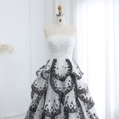 RC350 now available on the website🤍 Black And White Ball Gown, Orange Evening Dresses, Wedding Dress Overskirt, Black And White Ball, Dubai Evening, White Ball Gown, Yellow Evening Dresses, Silver Evening Dress, Dresses To Sew