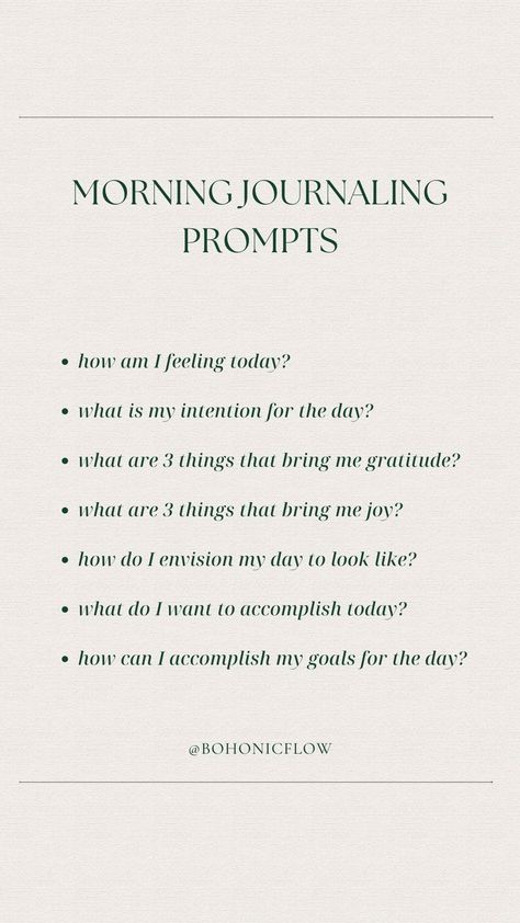 Own Your Morning Elevate Your Life, Morning Journal Prompts For Productivity, Goal Setting Affirmations, 5minute Journal, Bedtime Prompts, Morning Writing Prompts, Monday Journal Prompts, Morning Gratitude Journal, Spiritual Morning Routine