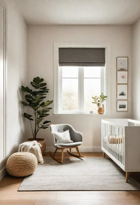 Baby Room And Office Combo, Closet Baby Room, Minimalist Nursery Ideas, Nursery Ideas Modern, Minimalist Baby Room, Simple Nursery, Minimalist Bedroom Decor, Baby Storage, Baby Room Neutral