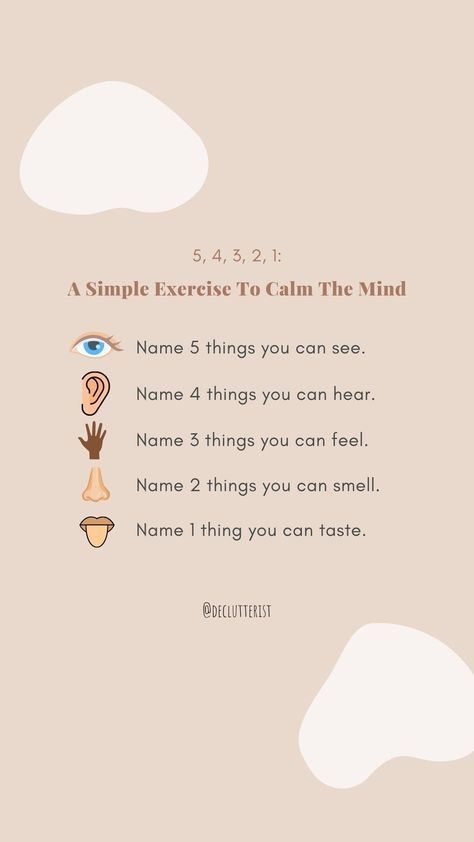 A simple exercise to calm the mind. How To Calm My Mind, Mental Relaxation Tips, Things To Calm Your Mind, How Calm Yourself Down, Mindful Things To Do, Yoga For Calming Mind, How To Calm The Mind, Yoga To Calm The Mind, Things To Do To Calm Your Mind