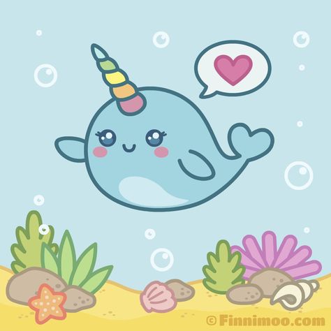 Cute Animation Video, Whale Cartoon Drawing, Narwhal Drawing, Hello Cartoon, Whale Cartoon, Kawaii Narwhal, Cute Animation, Cute Narwhal, Octopus Drawing