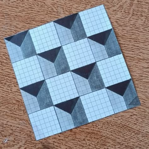 Omran O Mezher | #drawing #3d | Instagram Graph Paper Illusions, Drawing With Squares, Optical Illusion Quilts, Optical Illusion Drawing, Graph Paper Designs, Illusion Drawings, Graph Paper Drawings, 3d Ideas, Blackwork Patterns