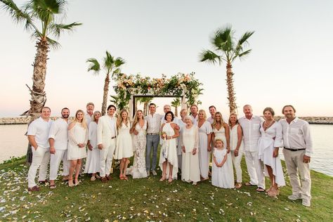 White Wedding Theme Guests, All White Wedding Party Guest, White Beach Wedding Guests, Beach Wedding All White Attire, Hawaiian Wedding Dress Guest, All White Wedding Party Attire, All White Wedding Guest Attire, White Dress Code Wedding, White Wedding Dress Code