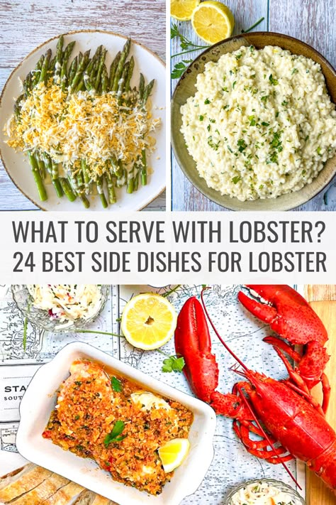 Meals With Lobster, Lobster Tail Dinner Ideas, Lobster Menu Ideas, Lobster Tail Meal, Lobster Tail Dishes, What To Make With Lobster Tails, Lobster Meals Sides, Lobster Boil Party Ideas, Lobster Meal Ideas