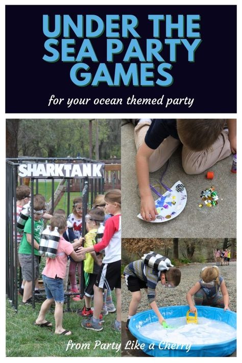 Under the Sea Party Games - Party Like a Cherry Under The Sea Party Games Activities, Under The Sea Carnival Games, Under The Sea Themed Games, Under The Sea Birthday Games, Ocean Birthday Party Games, Ocean Themed Party Games, Under The Sea Summer Camp Ideas, Sea Themed Games, Ocean Party Games