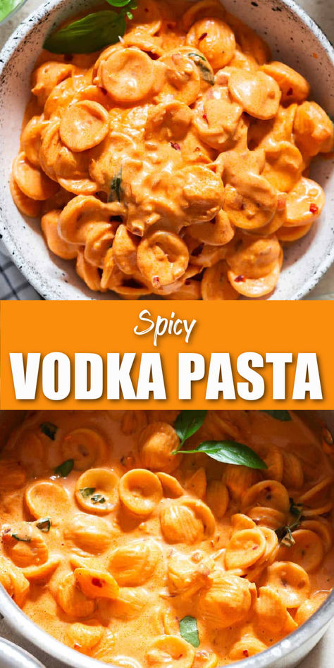 spicy vodka pasta in a bowl Pasta Gigi Hadid, Pasta A La Vodka, Spicy Vodka Pasta Recipe, Vodka Pasta Recipe, Gigi Hadid Pasta, Spicy Vodka Pasta, Hadid Pasta, Prawn Pasta, Pantry Meals