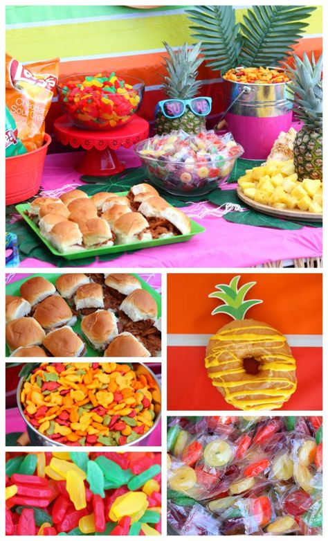 Luau Party - A girl and a glue gun Luau Party Food Ideas, Stitch Luau Birthday Party, Stitch Theme Party, Luau Crafts, Aloha Birthday Party, Kids Luau Parties, Pineapple Cake Pops, Luau Favors, Luau Birthday Party Ideas